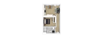 a floor plan of a 1 bedroom apartment with a bathroom and a living room