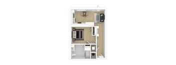 a typical floor plan of a 1 bedroom apartment