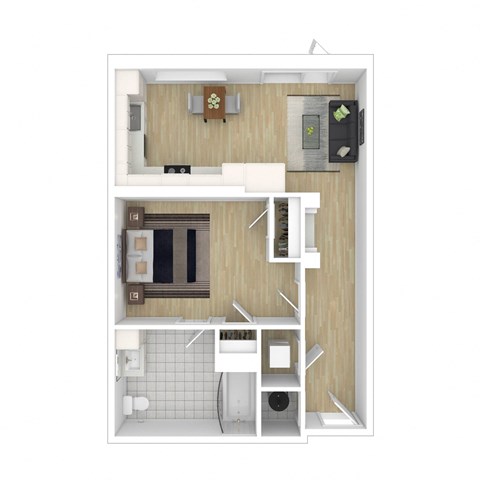 a typical floor plan of a 1 bedroom apartment