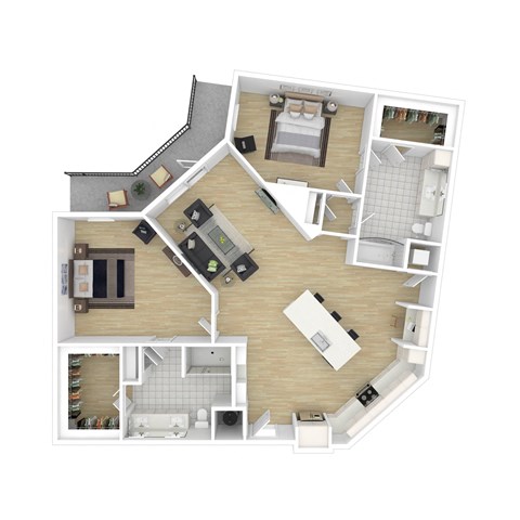 a floor plan of a bedroom apartment with a bathroom and a living room