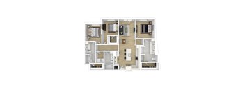 a 3d floor plan of a 424 sq ft apartment