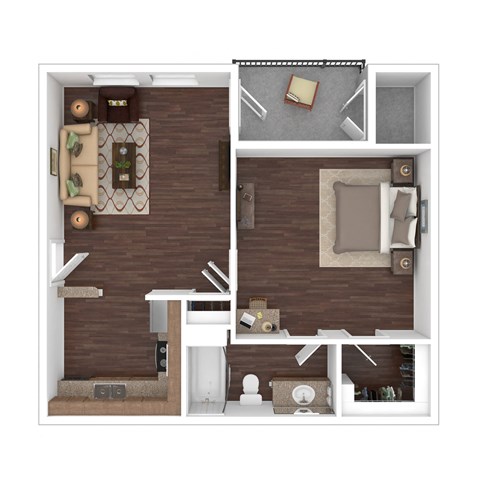 1 bed 1 bath A1 Floor Plan, Valor at Harlingen, Harlingen, Texas