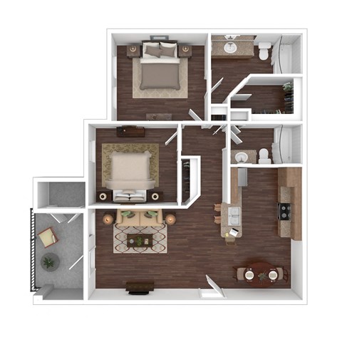 2 bed 2 bath B2 Floor Plan, Valor at Harlingen, Harlingen, Texas