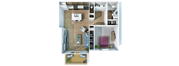 1Bed Crown Floor Plan at Hebron Station Apartments, Hebron, Kentucky