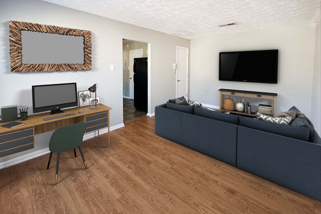 Living room with work place at Park Place, Richmond