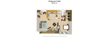 the residence 1 bedroom floor plan  at Devou Village, Ft. Wright, Kentucky