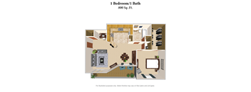 the residence 1 bedroom floor plan  at Devou Village, Kentucky, 41011