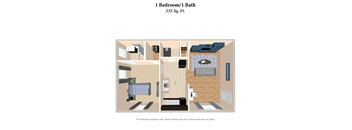 1 bed 1 bath floor plan A at Park Place, Kentucky, 40475