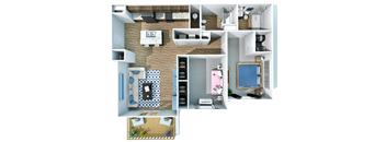 2Bed Metro Floor Plan at Hebron Station Apartments, Hebron