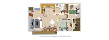 2 Bed Floor Plan at Colonial Village, Crescent Springs, KY, 41017