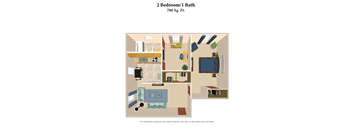 a floor plan of 2 bedroom 1 bath  at Devou Village, Kentucky, 41011