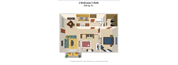 the floor plan of 2 bedroom 1 bath  at Devou Village, Ft. Wright