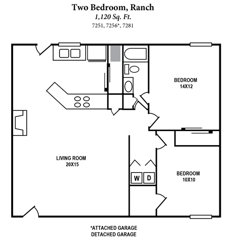 Two Bedroom Ranch Floor Plan at The Villas at Kingswood, West Chester, OH