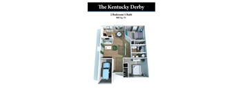 A 2 Bedroom/1 Bath apartment at The Kentucky Derby.