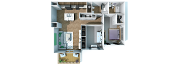 2Bedroom Floor Plan at Hebron Station Apartments, Hebron, KY, 41048