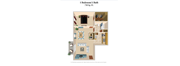 a floor plan for a bedroom 1 bath apartment  at Devou Village, Kentucky, 41011