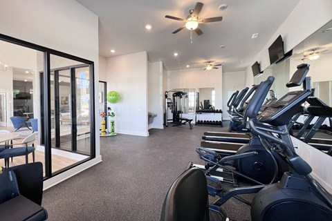 Gym with Exercise Equipment at Hebron Station Apartments, Hebron, KY