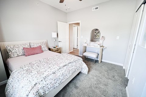 Bedroom with a Dresser at Hebron Station Apartments, Hebron, KY, 41048