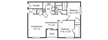 a floor plan of a house with a living room and a dining room  at Walton Ridge Apartments, Walton, KY, 41094