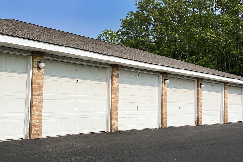 a row of three car garages  at Wyndemere Apartments, Franklin, OH, 45005