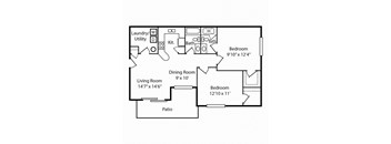 2 Bed 2 Bath Floor Plan at Walton Ridge Apartments, Kentucky