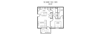 Crown Floor Plan at The Meridian on 32 Apartments, Ohio, 45103