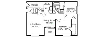 a floor plan of a house with a living room and a dining room  at Walton Ridge Apartments, Kentucky
