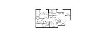 a floor plan of a studio apartment with a dining room and a living room  at Walton Ridge Apartments, Walton, Kentucky