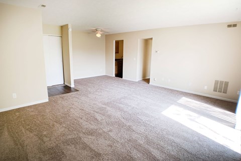 Beige Carpet In Bedroom at Crown Crossing Apartments, Amelia, OH