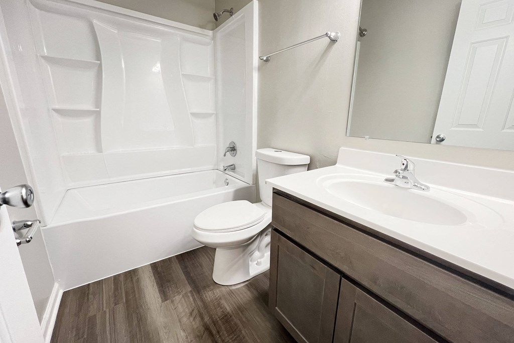 Renovated Bathrooms With Quartz Counters  at Revere Village Apartments, Centerville, Ohio