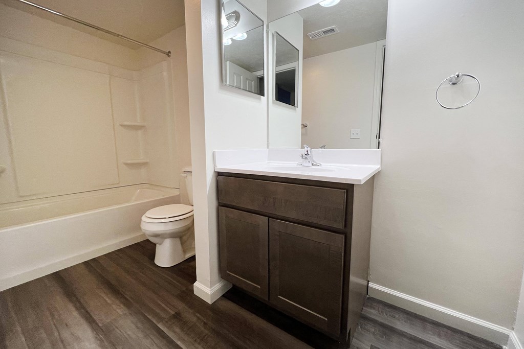 Bathroom with sink and cabinet at Deercross Apartments, Cincinnati
