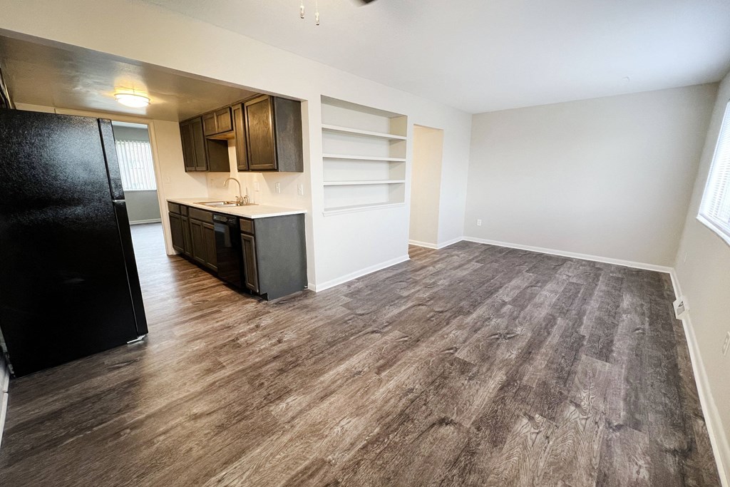 a kitchen and living room in a two bedroom apartment at Wentworth Estates Apartments, Florence, KY