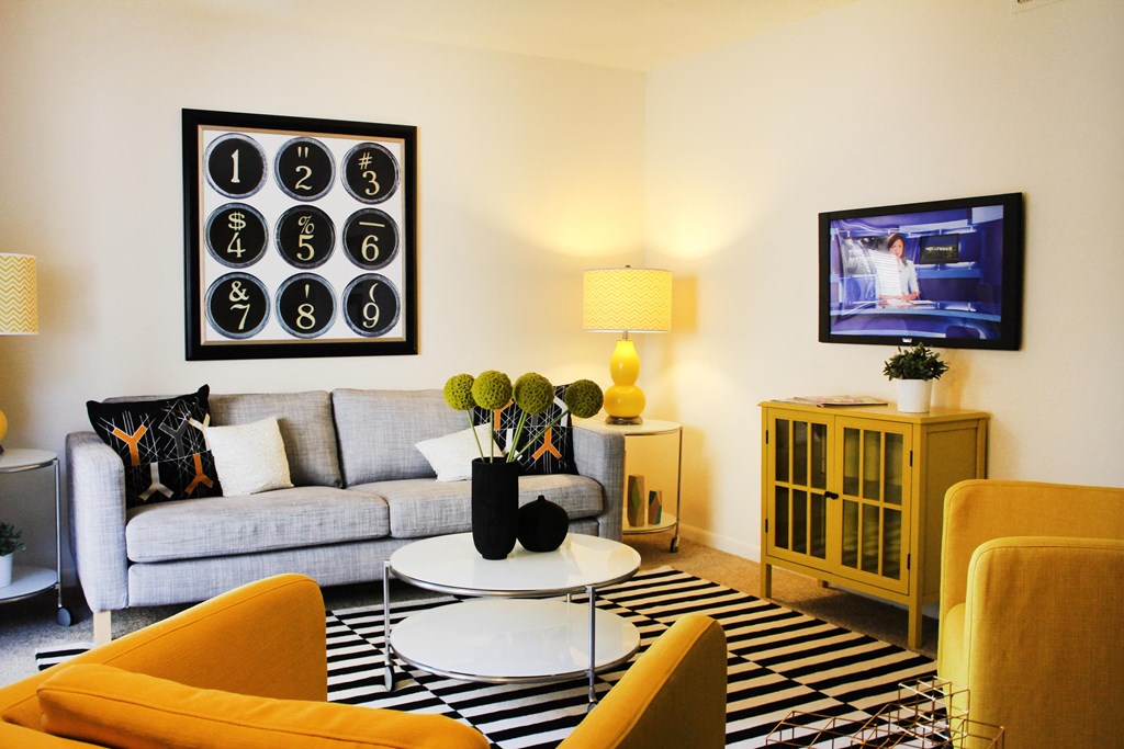 Living room Model with couch at Miamisburg by the Mall, Miamisburg