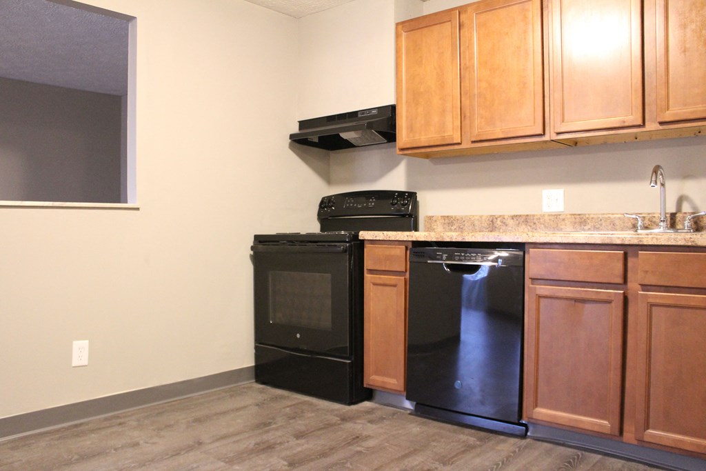 Kitchen area with cabinets at Quail Meadow Apartments, Cincinnati, Ohio