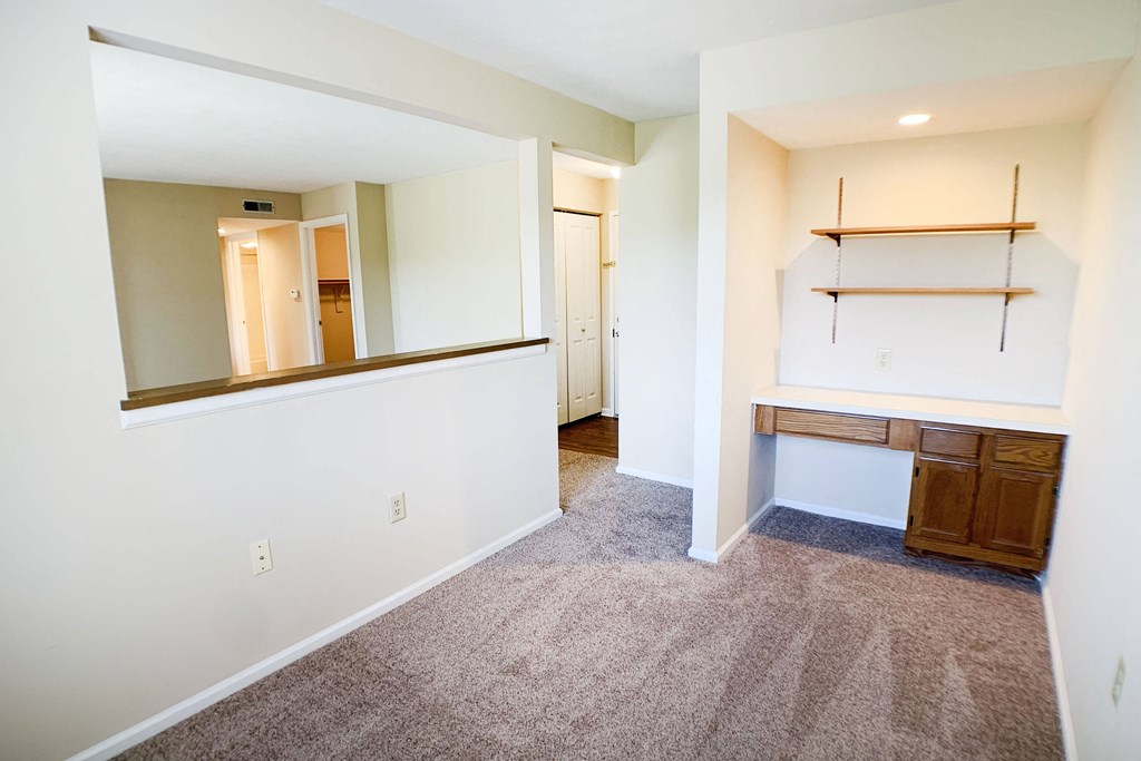 Living room with kitchen at Deercross Apartments, Cincinnati