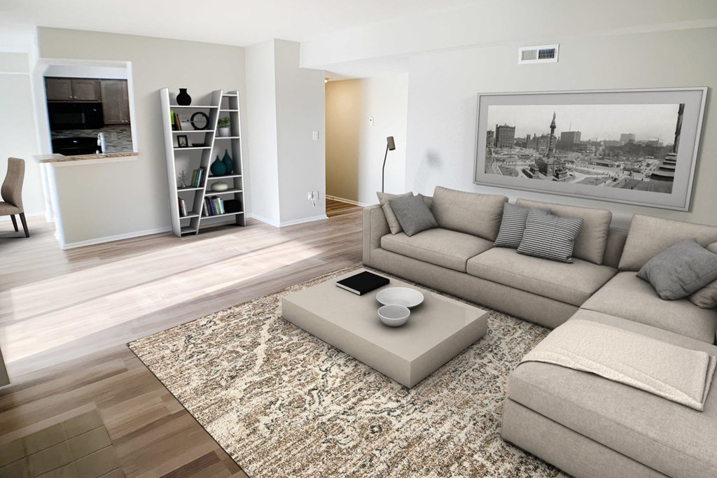 Living Room Interior at Steeplechase Apartments, Loveland, OH
