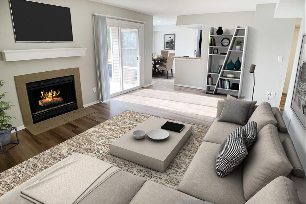 Fireplace at Steeplechase Apartments, Loveland