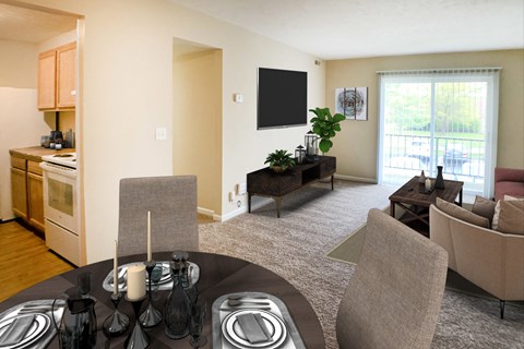 Dining Kitchen Living Room at Crown Crossing Apartments, Amelia