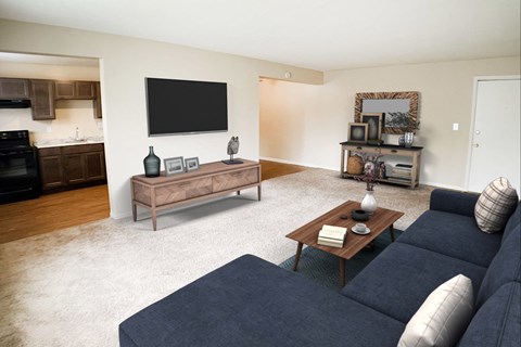 Living Room With TV at Crown Court Apartments, Florence, KY, 41042