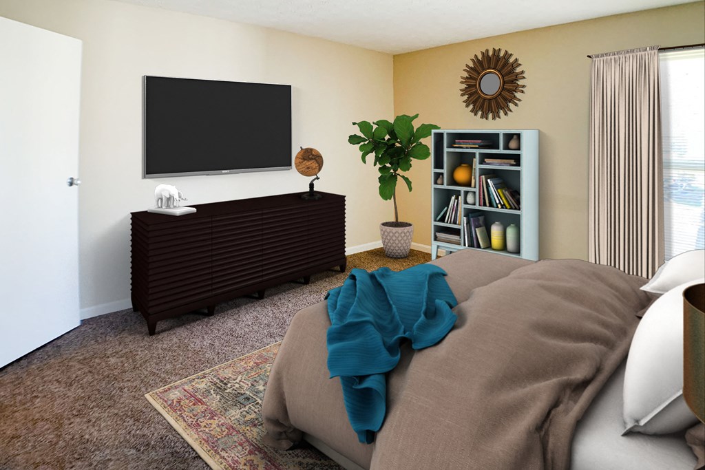 a living room with a couch and a television  at Timber Ridge Apartments, Cincinnati, OH, 45241