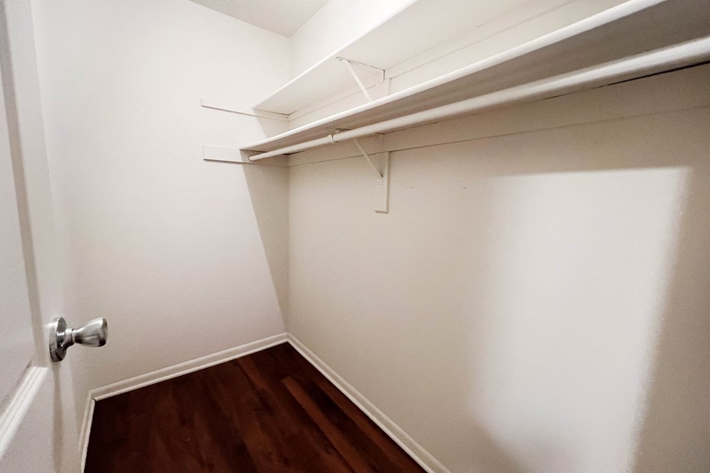 a walk in closet in a 555 waverly unit  at Concord Woods Apartments, Milford, OH, 45150