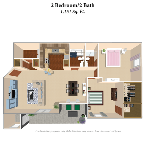 a floor plan of 2 bedroom 2 bath  at The Overlook at Ft. Thomas, Ft. Thomas, Kentucky