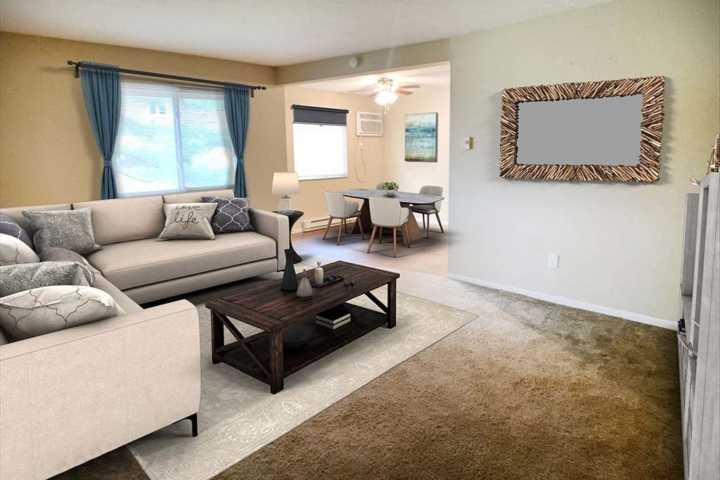 a living room with a couch and a table at Hunter Ridge Apartments, Ohio, 45244