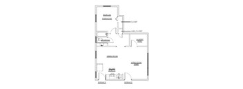 a floor plan of a home with two bedrooms and two bathrooms at Ann Street Lofts, Mobile, AL