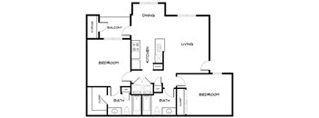 B1 Floor Plan at Villas at Bon Secour Apartments, Gulf Shores