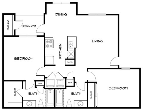 B1 Floor Plan at Villas at Bon Secour Apartments, Gulf Shores