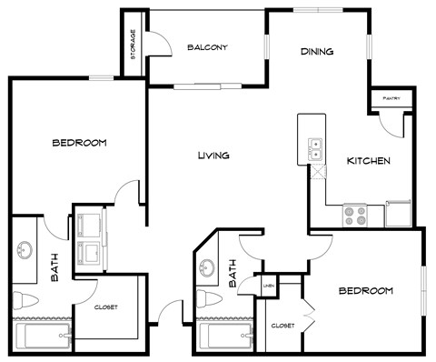 B2 Floor Plan at Villas at Bon Secour Apartments, Alabama