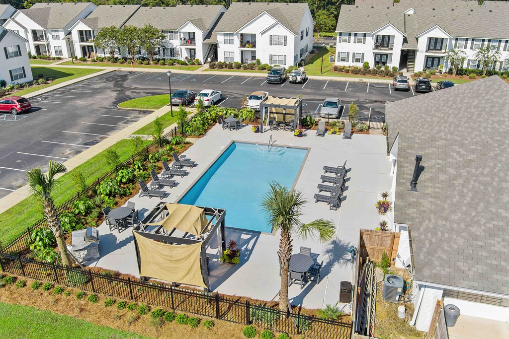 Drone View Of Pool at Baldwin Farms Apartments, Robertsdale