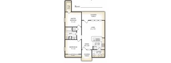 The Brook 2 bedroom 1 bathroom floor plan at Dothan Farms Apartments, Alabama