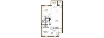 The Vineyard 2 bedroom 2bathroom floor plan at Dothan Farms Apartments, Dothan, AL, 36305